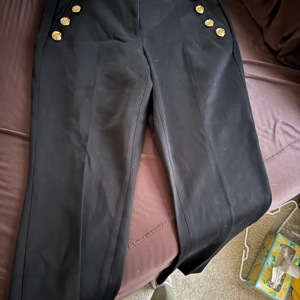 Black Pants with Gold Button Accents